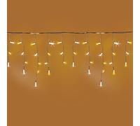 Luccika Cascada de estalactitas 5 x 0,5 m con 190 MaxiLED blanco cálido y flash blanco hielo, cortina de lluvia profesional para uso exterior interior extensible