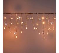 Luccika Cascada de estalactitas tienda de lluvia 3 x 0,5 metros con 114 maxi LED y flash para uso en exteriores interiores profesional extensible (blanco cálido con flash de hielo, 3 metros)