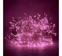Luccika - Guirnalda de luces LED de 31 V, con 8 efectos luminosos y temporizador, guirnalda de luces navideñas para árbol y exterior IP44, cable transparente (rosa, 5 m, 100 LED)