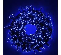Luccika - Guirnalda LED para interior/exterior, 5m, 8 modos de iluminación, controlador de 31V con memoria, IP44 impermeable, cable verde, para Navidad, fiestas y decoraciones (Azul, 9M 180LED)