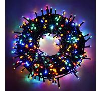 Luccika - Guirnalda LED para interior/exterior, 5m, 8 modos de iluminación, controlador de 31V con memoria, IP44 impermeable, cable verde, para Navidad, fiestas y decoraciones (multicolor, 5M 100LED)