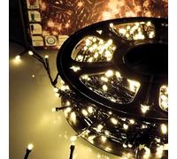 Luccika - Guirnalda LED para interior/exterior, 8 modos de iluminación, controlador de 31V con memoria, IP44 impermeable, cable verde, para Navidad, fiestas y decoraciones (Oro, 36M 720LED)