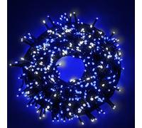 Luccika - Guirnalda LED para interior y exterior, 5 mm, 8 modos de iluminación, controlador de 31 V, con memoria, IP44, impermeable, cable verde, para Navidad, fiestas y decoraciones (blanco helado +