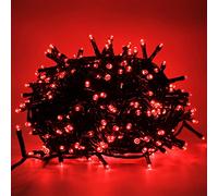 Luccika - Guirnalda LED para interior y exterior, 8 modos de iluminación, controlador de 31 V, con memoria, IP44, impermeable, cable verde, para Navidad, fiestas y decoraciones (rojo, 25 m, 500 LED)