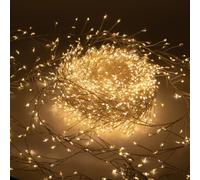 Luccika Luces Cluster navideñas, luces LED Micro en Racimo, 8 modos de iluminación, para Interior y Exterior, luces Decorativas para árbol de Navidad (Blanco Cálido, Alambre Plateado, 20M 2000LED)