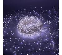 Luccika Luces Cluster navideñas, luces LED Micro en Racimo, 8 modos de iluminación, para Interior y Exterior, luces Decorativas para árbol de Navidad (Blanco Hielo, Alambre Plateado, 10M 1000LED)