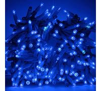 Luccika Serie de tira luminosa de 10 metros con 100 MaxiLed azules con flash blanco hielo, cadena de Navidad profesional para uso interior y exterior con fuente de alimentación