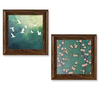 Luccyle 2 pezzi di quadri incorniciati, decorazioni murali con immagini di fiori colorati, decorazioni botaniche per corridoi, scale, soggiorni, camere da letto, 15,7×15,7 pollic