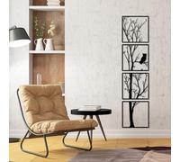 Luccyle 4 Piezas Decoración de Pared de Metal,Arte de pared de metal,Negro decoración de pared minimalista,decoración de pared de metal para el hogar Oficina (11.8in×47in)