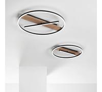 Luce Ambiente Design Aplique de pared LED Azimuth, Ø 50 cm, negro/color madera, metal