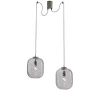 Luce Ambiente e Design Lámpara de techo con dos pantallas de vidrio concéntrico transparente