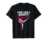 Luce como Beauty Kick Like Beast Kickboxing Girl Camiseta