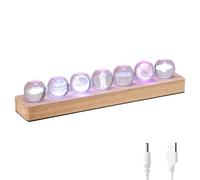 Luce Notturna - Luce Notturna A Di Con 7 Pianeti | Decorazione Luminosa Con Base In Legno A Tema Spaziale Per Dormitorio, Soggiorno, Camera Da Letto, StudiLumina Da Scrivania
