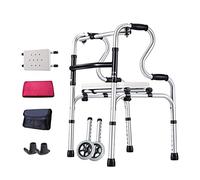 LUCEAE Andadera caminadora, Plegable de aliminio, Andador Rollator de Altura Ajustable con Ruedas y Asiento Juego de Barandilla de Seguridad Auxiliar de WC para Ancianos Discapacitados