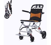 LUCEAE Silla de Ruedas de Transporte Ligera Peso de sólo 6,8 kg, con Freno de Mano Silla médica, Pedal Plegable y Flip-Backs Brazos, carros para Ancianos Viajes en avión