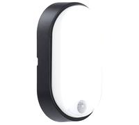 Luceco Eco Luz LED Exterior de Mamparo con Sensor de Movimiento PIR, Iluminación Exterior Decorativa, Ovalada, Negra, IP54, 10W, 700lm, 4000K, EBEO10P40