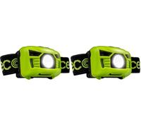 Luceco LED Linterna frontal recargable, 3W, 150 lúmenes, negro y verde (Paquete de 2)