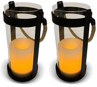 Luceco Solares LED Linterna, Luces de Lampara Impemeable IP44, Exterior Decorativa Iluminación para Patio, Balcony, Mesa, Jardín al aire Libre (Paquete de 2)