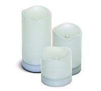 Luceco Velas Solares de LED, Set de 3 Pilares Impemeable IP44, Sin llama, Exterior Decorativa Iluminación para Balcony, Mesa, Jardín al aire Libre