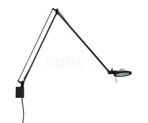 Luceplan Berenice, lámpara de pared, reflector gris aluminio/cuerpo negro - brazo 45 cm