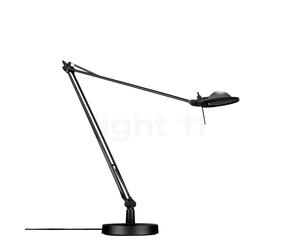 Luceplan Berenice, lámpara de sobremesa, reflector gris aluminio/cuerpo negro - con pie - brazo 45 cm