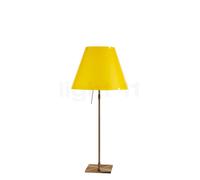 Luceplan Costanza, lámpara de sobremesa, pantalla amarillo/marco latón - telescopio - con regulador