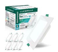 LUCERNA Downlight LED Empotrable Cuadrado - Focos Interior Techo - Plafón Con Agujeros - Pack de 6 (Luz Fría 6500K, 9W)