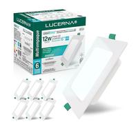 LUCERNA Downlight LED Empotrable Cuadrado - Focos Interior Techo - Plafón Con Agujeros - Pack de 6 (Luz Fría 6500K, 12W)