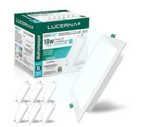 LUCERNA Downlight led techo empotrable cuadrado - Focos LED interior techo cuadrados - Plafon LED techo cuadrado agujeros - Downlight LED cuadrado en PACK de 6 - (Luz Fría (6500K), 18W)