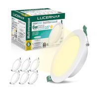 LUCERNA Downlight led techo empotrable - Focos LED interior techo - Plafon LED techo agujeros - Panel LED en PACK de 6 (Luz Blanca Cálida (3000K), 6W)