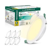 LUCERNA Downlight led techo empotrable - Focos LED interior techo - Plafon LED techo agujeros - Panel LED en PACK de 6 (Luz Blanca Cálida (3000k), 4W)
