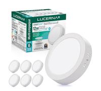 LUCERNA Downlight LED techo superficie 12W - Luz Blanco Frío 6500 K - 1350 LM - Plafon LED techo Redondo Superficial - Focos LED interior techo - Kit Instalación - Plafones para techo LED en PACK de 6