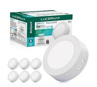 LUCERNA Downlight LED techo superficie 6W - Luz Blanco Frío 6500 K - 620 LM - Plafon LED techo Redondo Superficial - Focos LED interior techo - Kit Instalación - Plafones para techo LED en PACK de 6