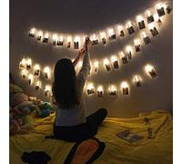 Luces 40 LEDs Luces hadas Clips fotos Luces cuerdas, Foto 6m / 19.6ft Cadena y clavijas colgantes, Peg Navidad Marcos fotos Luces Decoraciones, Muro con pantalla tarjeta