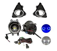 Luces antiniebla Faros Antiniebla LED para Parachoques Delantero De Coche, Arnés De Cableado, Rejilla, Halógenos, Angel Eyes DRL para Toyota Auris 2014-2015 Faros antiniebla(Blue Ring Set)