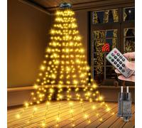 Luces Arbol Navidad Exterior Interior - 3.0M 480LED 16 Cadena de Luz para Árbol de Navidad, Impermeable LED Luzes de Hadas con Mando 8 Modos Temporizador Arboles Navidad Decoración Blanco Cálido