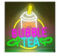 Luces Art Decoration Christmas Letrero De Neón "BUBBLE TEA" Con Luz LED Regulable Por USB Para Decoración De Pared, Ideal Para Cafeterías, Bares Y Fiestas De Té, 31.4cmх30.5cm