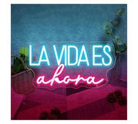 Luces Art Decoration Christmas Letrero De Neón Español "LA VIDA ES Ahora", Luz LED Nocturna Alimentada Por USB, Decoración De Pared Para Dormitorio, Habitación, Fiesta, Boda, Bar(C)