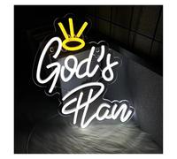 Luces Art Decoration Christmas Letrero De Neón God's Plan Luz Regulable Para Dormitorio Sala De Estar Hogar Bar Fiesta De Cumpleaños Boda Decoración De Pared 30cmx35cm