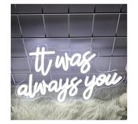 Luces Art Decoration Christmas Letrero De Neón It Was Always You Con Luz LED Regulable Para Bodas, Compromisos, Cumpleaños, Decoración De Pared Estética Para Habitación, 40cmx23cm
