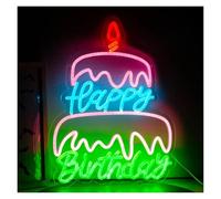 Luces Art Decoration Christmas Letrero De Neón LED Happy Birthday Regulable Para Dormitorio, Hotel, Fiesta De Cumpleaños, Club, Decoración Del Hogar, 30cmx38.1cm