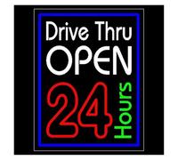 Luces Art Decoration Christmas Letrero De Neón LED Regulable Drive Thru Open 24 Hours Para Escaparates Bares Restaurantes Cafeterías Floristerías Fiestas Decoración De Pared 43cmx35cm