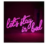 Luces Art Decoration Christmas Letrero De Neón Let's Stay In Bed Con Luz LED Regulable Y Alimentación Por USB Para Dormitorio, Hotel, Apartamento, Decoración Artística, 41cmx22cm