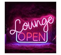 Luces Art Decoration Christmas Letrero De Neón Lounge Open Con Luz LED Regulable Para Bar, Club, Dormitorio, Hotel, Fiesta De Cumpleaños, Decoración Artística, 42.4cmx26.5cm
