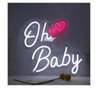 Luces Art Decoration Christmas Letrero De Neón Oh Baby, Novia, Futura Madre, Luz De Noche Alimentada Por USB Con Interruptor Regulable 30x33cm