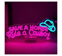Luces Art Decoration Christmas Letrero De Neón Save A Horse Ride A Cowboy Con Luz De Brillo Ajustable Para Dormitorio, Hogar, Bar, Club, Hotel, Fiesta, Decoración De Pared, 44cmx19cm