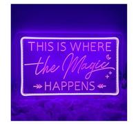 Luces Art Decoration Christmas Letrero De Neón "This Is Where The Magic Happens" Con Luz Para Dormitorio, Sala De Juegos, Decoración De Pared Para Fiestas, Alimentación Por USB, 40х24.9cm