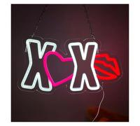 Luces Art Decoration Christmas Letrero De Neón XOXO Para San Valentín, Con Luces LED Regulables Por USB, Decoración De Pared Para Parejas, Bodas, Cumpleaños Y Fiestas, 35.5cmх25.5cm