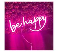 Luces Art Decoration Christmas Letreros De Neón "Be Happy", Decoración De Pared Con Letreros De Neón Para Bar, Alimentación Por USB, Para Bar Familiar 40x20cm