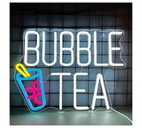 Luces Art Decoration Christmas Letreros De Neón "Bubble Tea", Decoración De Pared Con Luz LED Personalizada, Para Negocios De Té Con Leche, Postres, Estética, 31.7cmх25cm